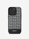 DKNY PU Leather Repeat Pattern Bottom Stripe MagSafe Zadní Kryt pro iPhone 16 Pro Black Калъф за телефон