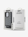 DKNY PU Leather Repeat Pattern Bottom Stripe MagSafe Zadní Kryt pro iPhone 16 Pro Black Калъф за телефон