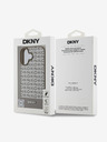 DKNY PU Leather Repeat Pattern Bottom Stripe MagSafe Zadní Kryt pro iPhone 16 Brown Калъф за телефон