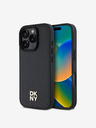 DKNY PU Leather Repeat Pattern Stack Logo MagSafe Zadní Kryt pro iPhone 16 Pro Max Black Калъф за телефон