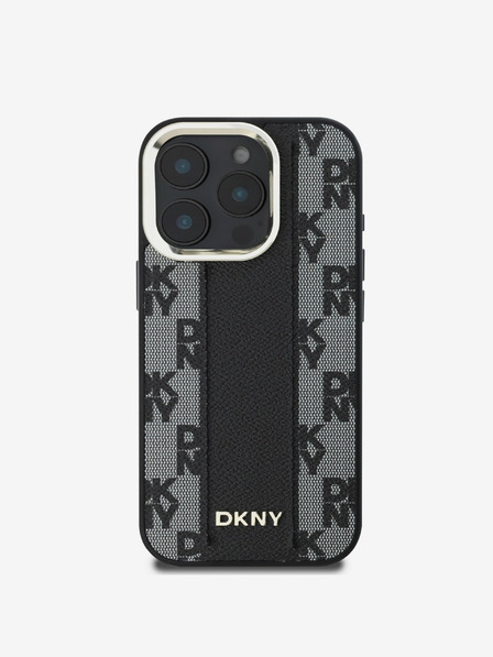 DKNY PU Leather Checkered Pattern Magsafe iPhone 16 Pro Black Калъф за телефон