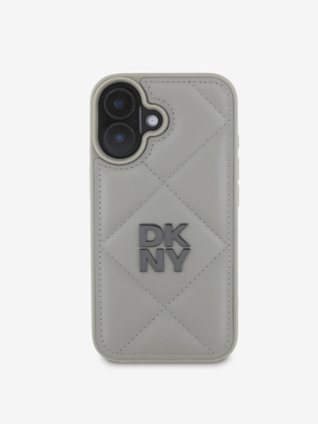 DKNY PU Leather Quilted Stack Logo iPhone 16 Plus Grey Калъф за телефон