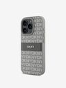 DKNY PU Leather Repeat Pattern Tonal Stripe iPhone 16 Pro Beige Калъф за телефон