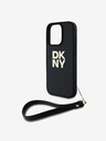 DKNY PU Leather Stack Logo Wrist Strap iPhone 16 Pro Max Black Калъф за телефон