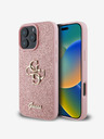 Guess PU Fixed Glitter 4G Metal Logo Zadní Kryt pro iPhone 16 Pro Max Pink Калъф за телефон