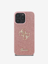 Guess PU Fixed Glitter 4G Metal Logo Zadní Kryt pro iPhone 16 Pro Max Pink Калъф за телефон