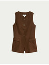Marks & Spencer Жилетка с висок дял лен Marks & Spencer кафяв