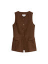 Marks & Spencer Жилетка с висок дял лен Marks & Spencer кафяв
