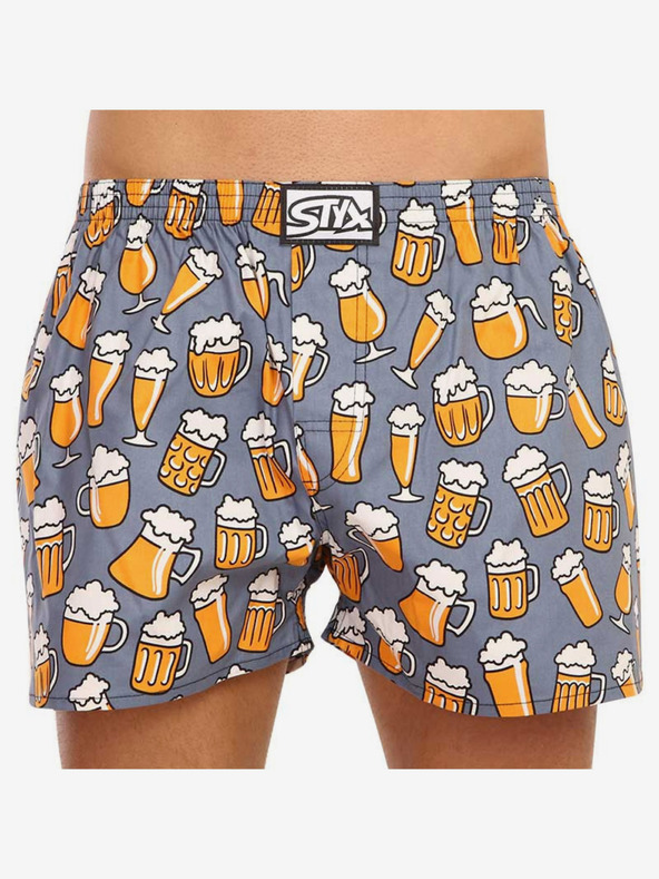 Styx Жълти и сиви мъжки къси панталони с шарка Styx Beer