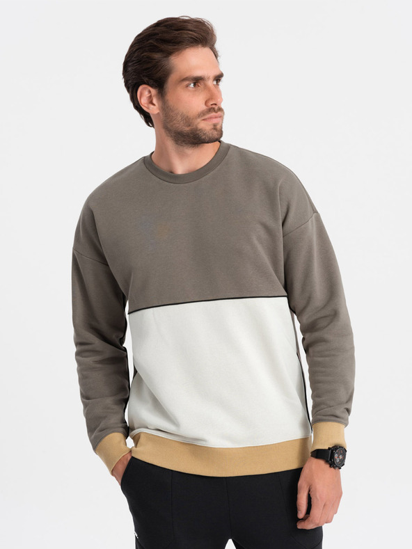 Ombre Clothing Мъжки бял и сив суитчър Ombre Clothing