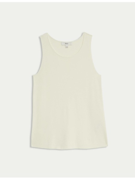 Marks & Spencer Плетена жилетка с кръгло деколте Marks & Spencer кремава