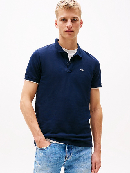 Tommy Hilfiger Мъжка синя поло тениска Flag Patch Tommy Hilfiger
