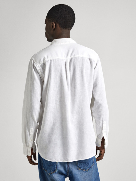 Pepe Jeans Бяла мъжка ленена риза Pepe Jeans