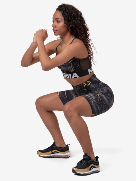 Nebbia Черен дамски спортен клин с щампа Nebbia Biker Shorts