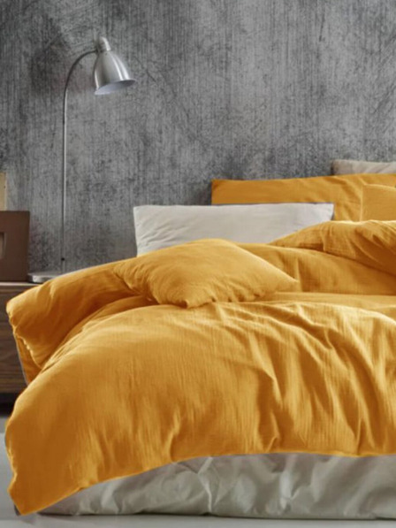 Kvalitex Удължено муселиново спално бельо 140x220, 70x90cm жълто Kvalitex
