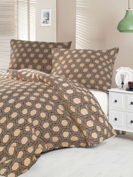 Kvalitex Сатенено спално бельо Luxury Collection 140x200, 70x90cm Кареро бежово Kvalitex