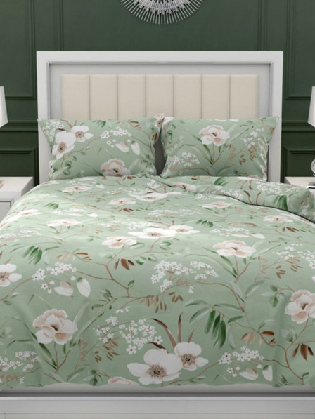 Kvalitex Френски памучен чаршаф DELUX 240x200, 70x90cm MAGNOLIA зелен