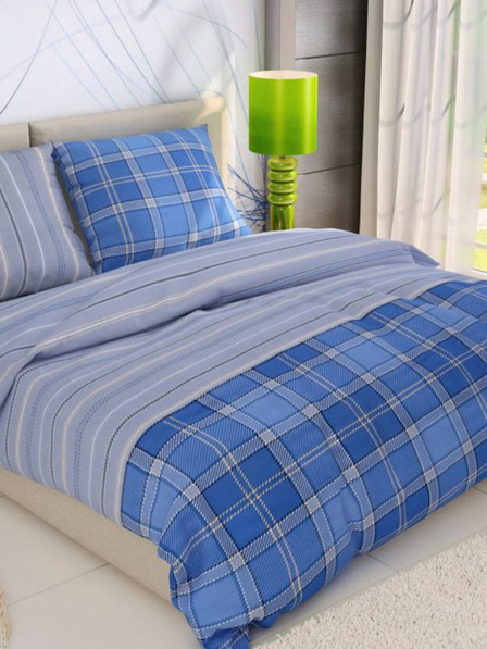 Kvalitex Френско памучно спално бельо DELUX 220x200, 70x90cm CAMPUS синьо