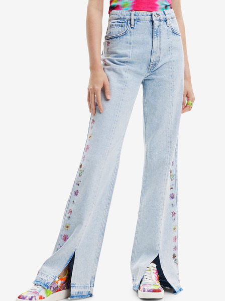Desigual Светлосини дамски дънки с широки крачоли Desigual Flores